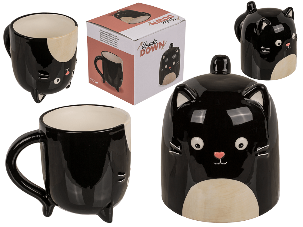 Upside Down Mug, Cat, ca. 12 x 14 cm, dolomite,