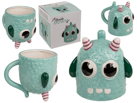 Upside Down Mug, Monster, blue, ca. 12 x 14 cm,
