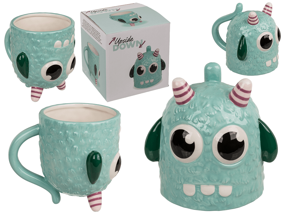 Upside Down Mug, Monster, blue, ca. 12 x 14 cm,