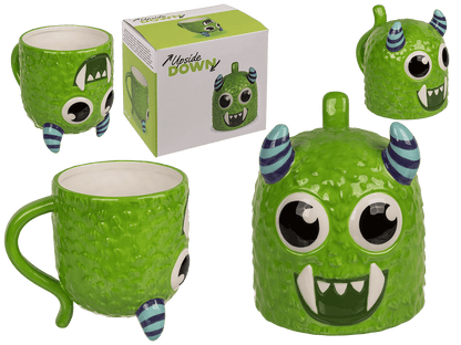 Upside Down Mug, Monster, green, ca. 12 x 14 cm,