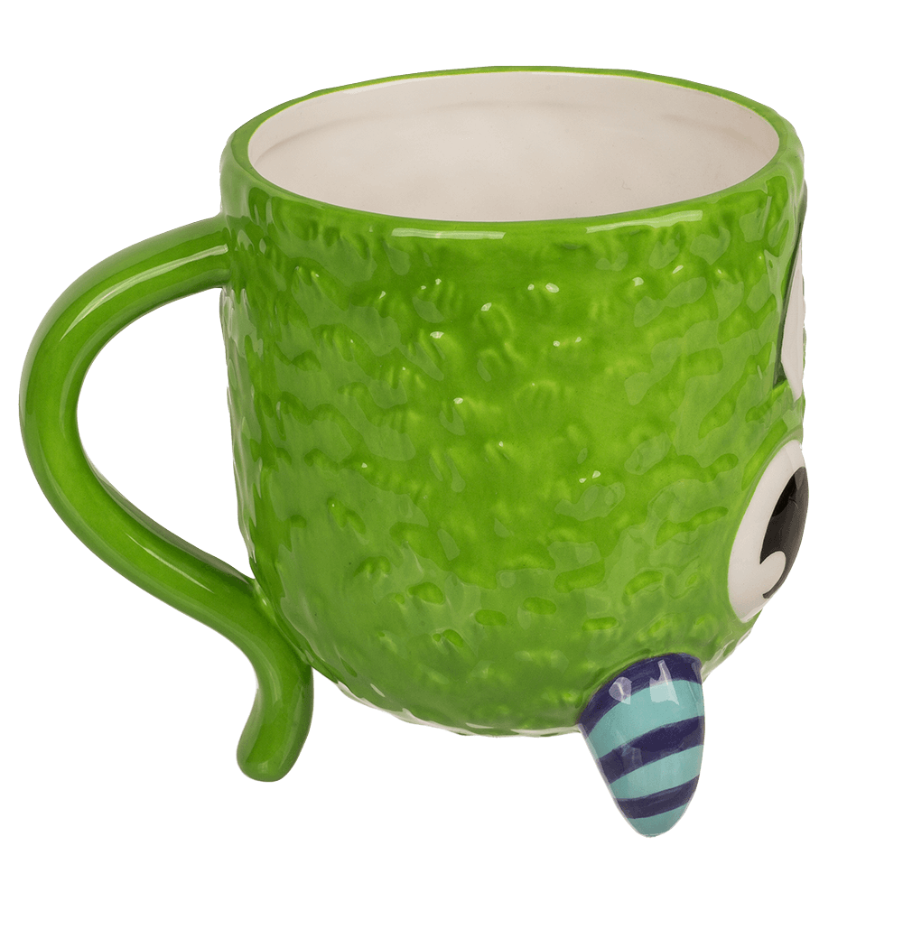 Upside Down Mug, Monster, green, ca. 12 x 14 cm,