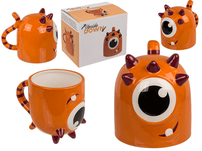 Upside Down Mug, Monster, orange, ca. 12 x 14 cm,