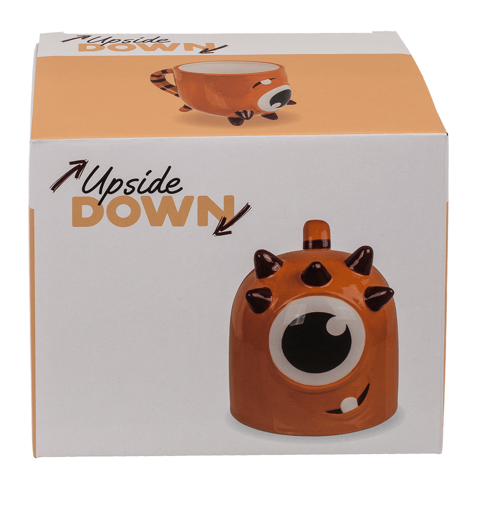 Upside Down Mug, Monster, orange, ca. 12 x 14 cm,