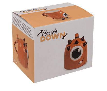 Upside Down Mug, Monster, orange, ca. 12 x 14 cm,