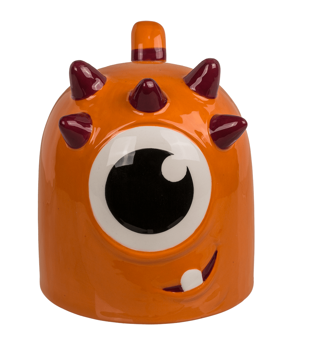 Upside Down Mug, Monster, orange, ca. 12 x 14 cm,