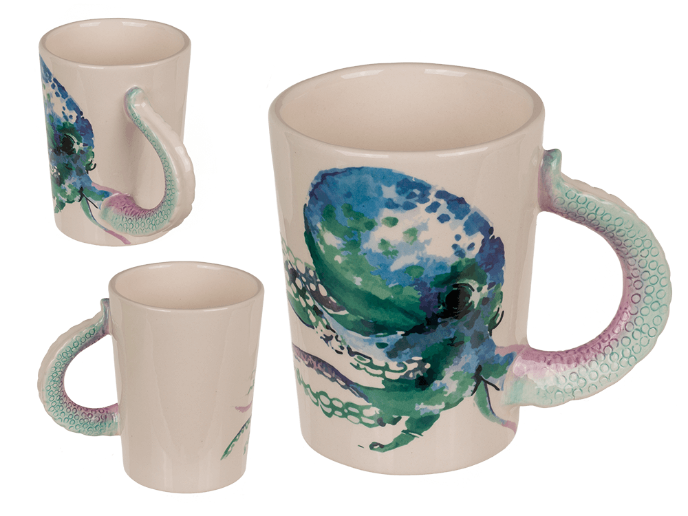 Stoneware mug, Octopus,11 x 8,5 cm,300 ml,