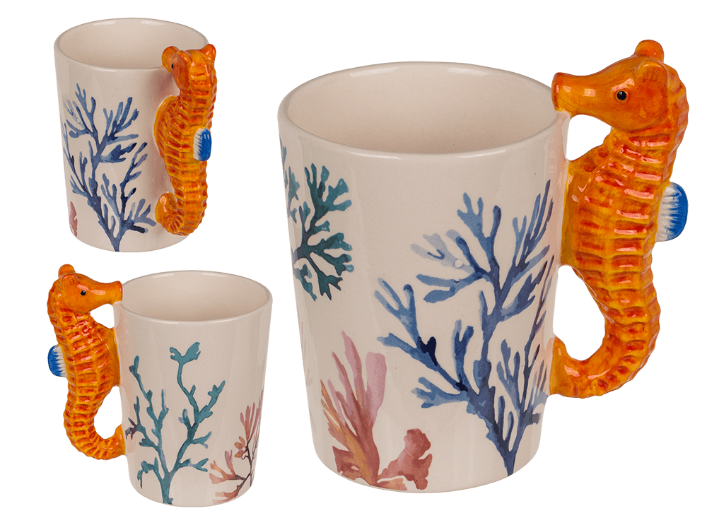 Stoneware mug,Seahorse,11 x 8,5 cm,300 ml,