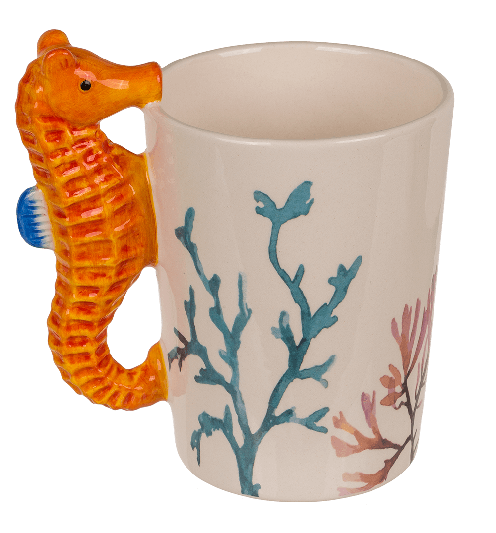 Stoneware mug,Seahorse,11 x 8,5 cm,300 ml,