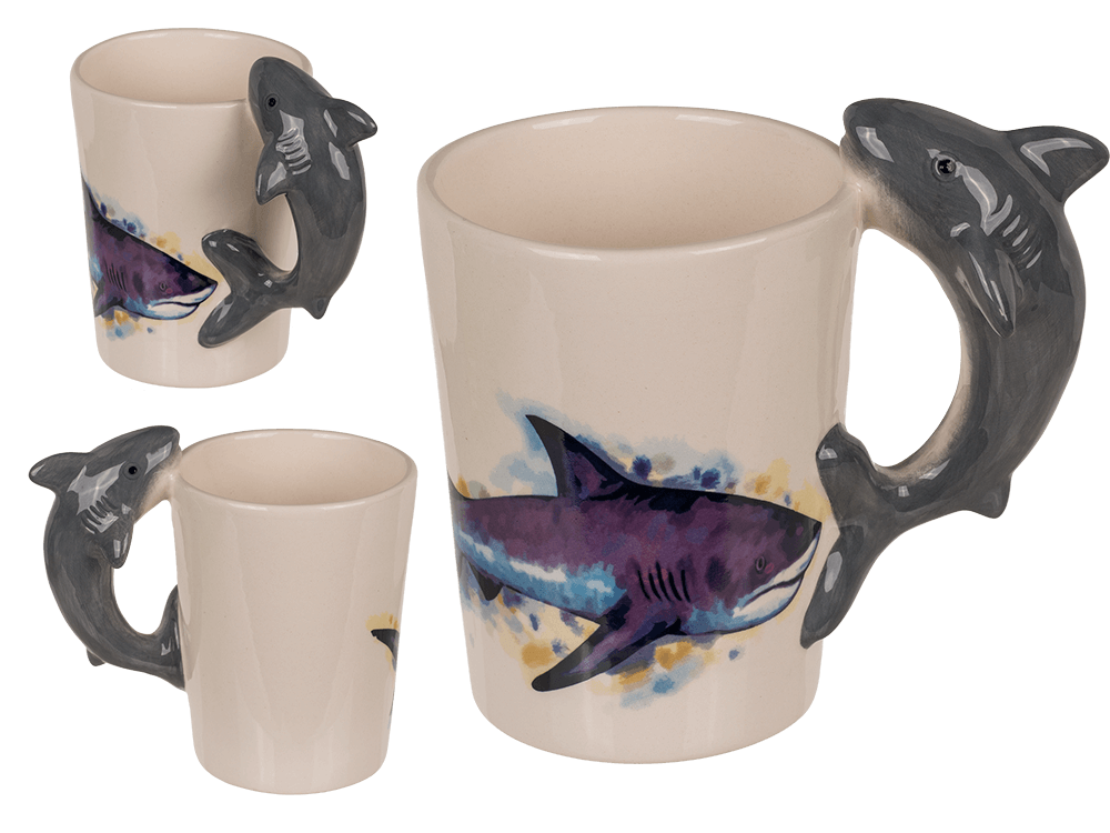 Stoneware mug,Shark,11 x 8,5 cm, 300 ml,