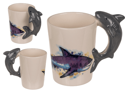 Stoneware mug,Shark,11 x 8,5 cm, 300 ml,