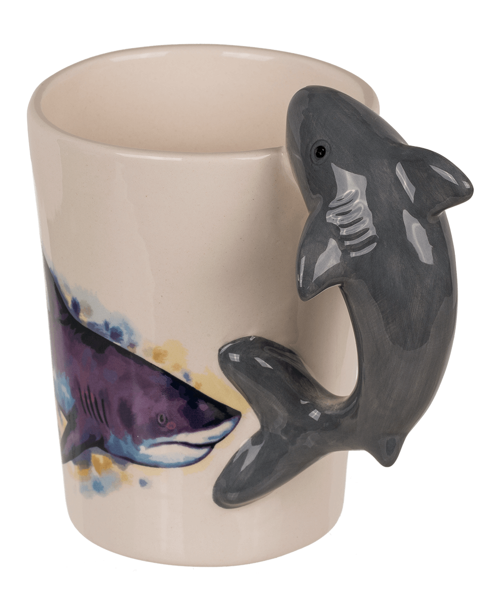 Stoneware mug,Shark,11 x 8,5 cm, 300 ml,
