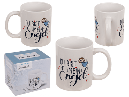 Stoneware Mug,Du bist mein Engel, 9 x 8 cm,