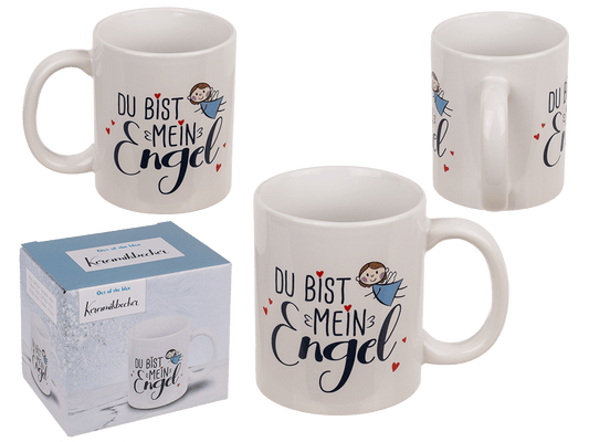 Stoneware Mug,Du bist mein Engel, 9 x 8 cm,