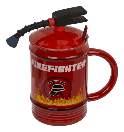Mug, Fire Fighter, Ceramic, with lid and spoon,