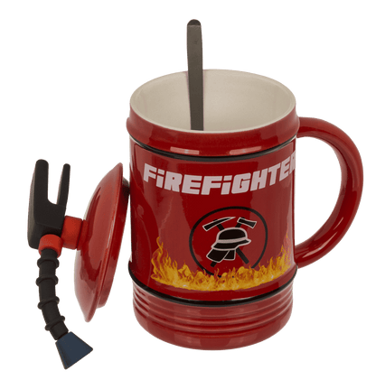 Mug, Fire Fighter, Ceramic, with lid and spoon,