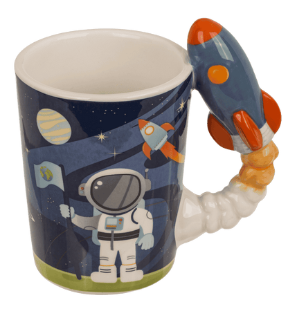 Mug with rocket handle, Space, 13 x 13,5 cm,