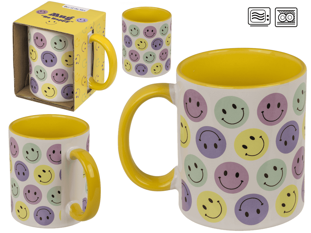 Mug, Be Happy, stoneware,