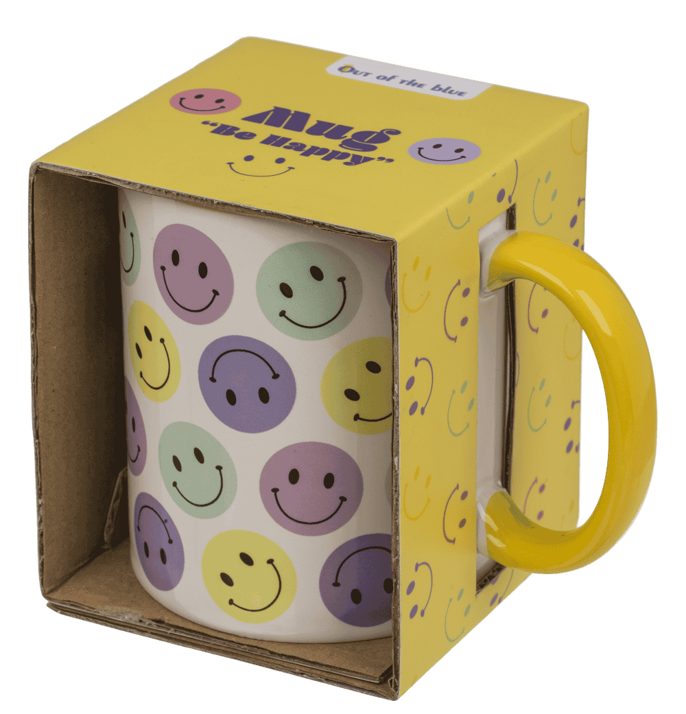 Mug, Be Happy, stoneware,