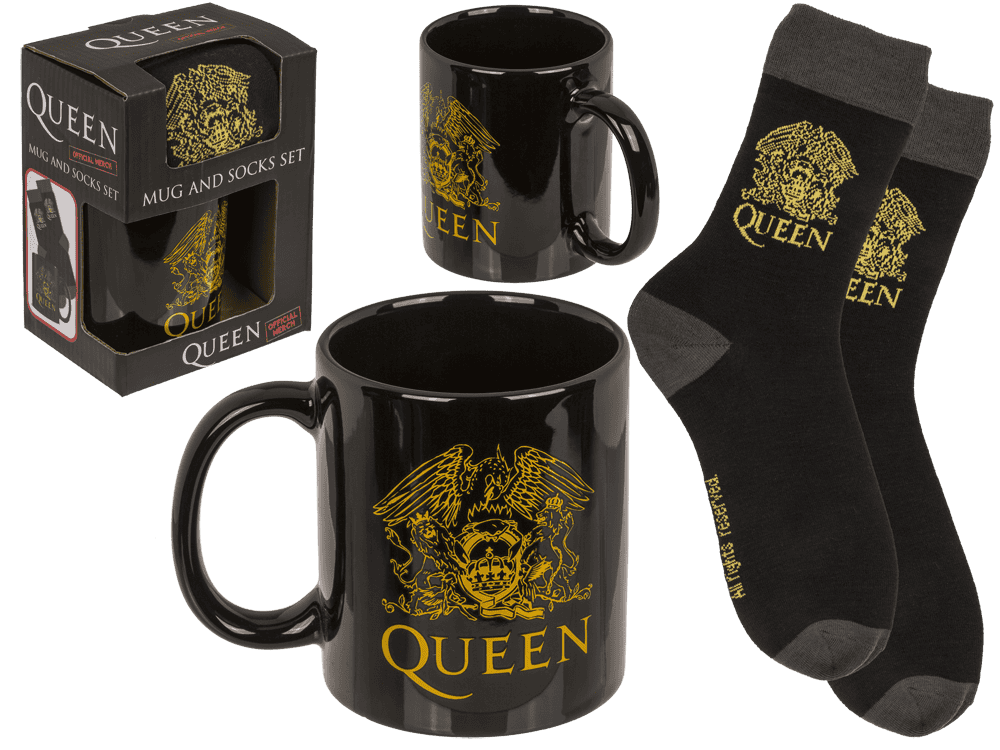 78-8445_000.png Giftset met zwarte Queen-mok (315 ml) en sokken (maat 41-45) in geschenkdoos met venster.