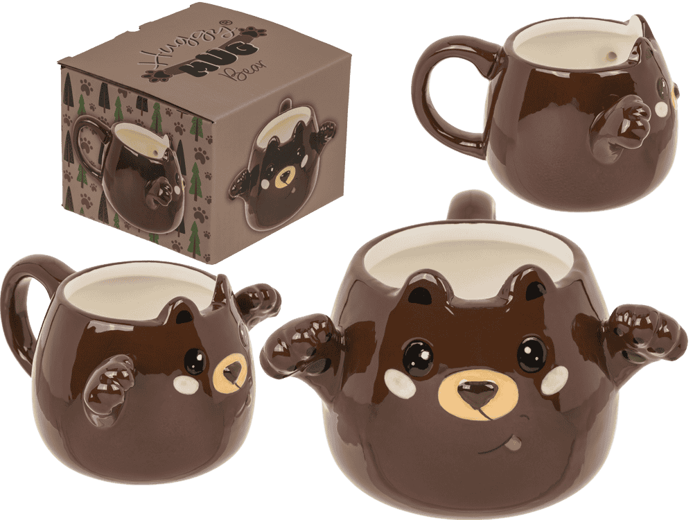 Mug, Huggy Mug, Bear, dolomite, 15 x 10 cm,