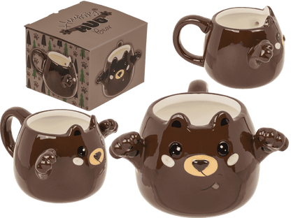 Mug, Huggy Mug, Bear, dolomite, 15 x 10 cm,