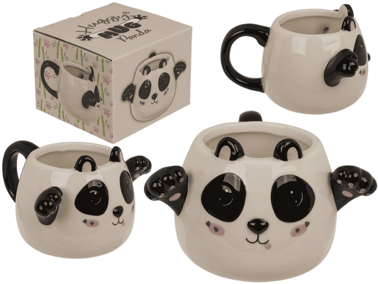 Mug, Huggy Mug, Panda, dolomite, 15 x 10 cm,