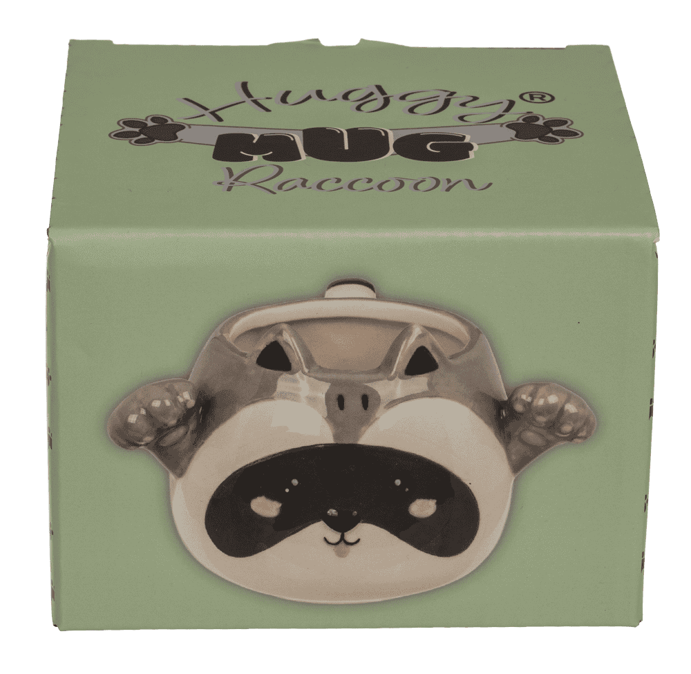 Mug, Huggy Mug, Raccoon, dolomite, 15 x 10 cm,