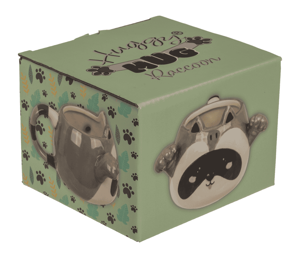 Mug, Huggy Mug, Raccoon, dolomite, 15 x 10 cm,