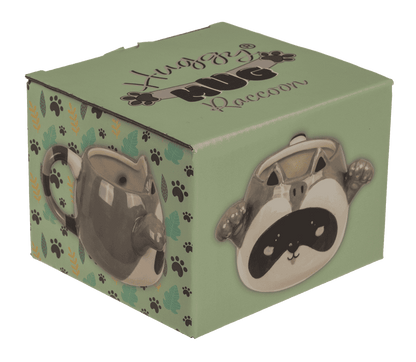 Mug, Huggy Mug, Raccoon, dolomite, 15 x 10 cm,