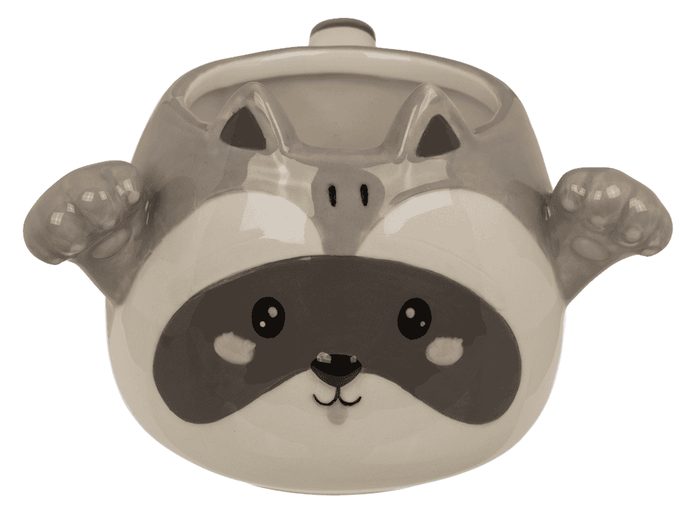 Mug, Huggy Mug, Raccoon, dolomite, 15 x 10 cm,