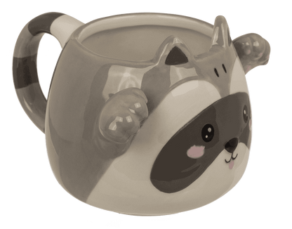 Mug, Huggy Mug, Raccoon, dolomite, 15 x 10 cm,