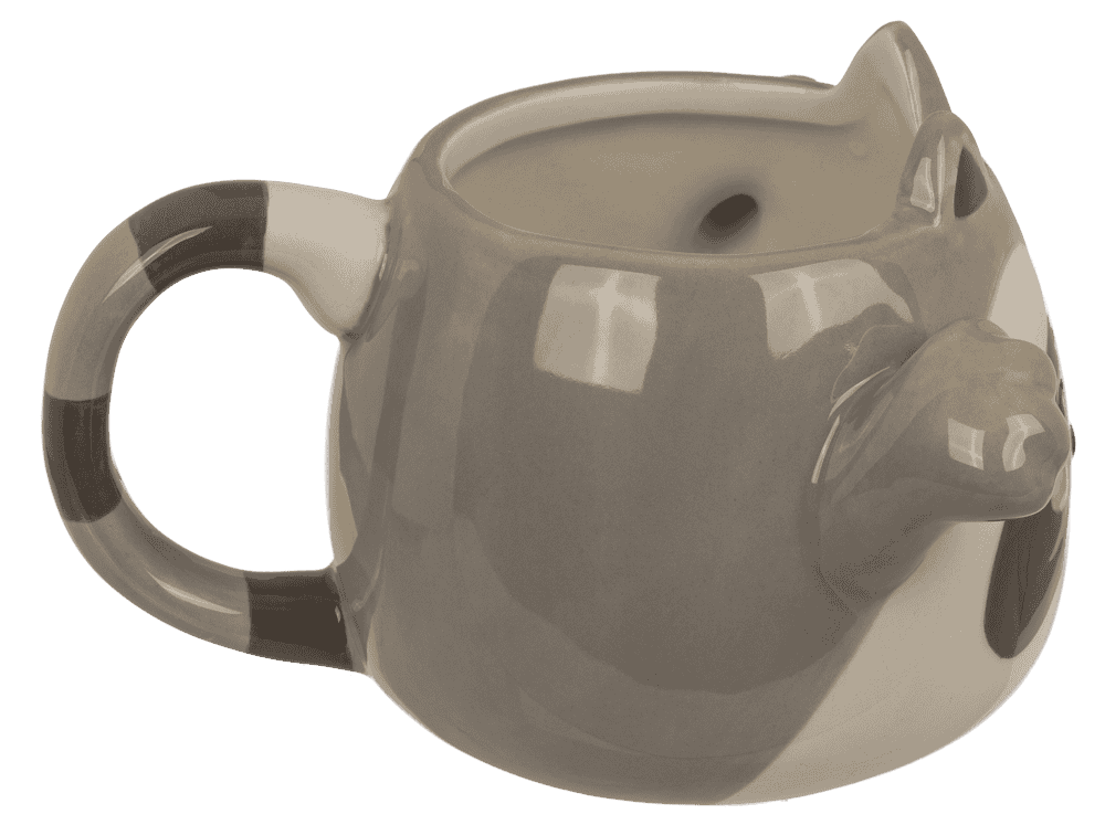 Mug, Huggy Mug, Raccoon, dolomite, 15 x 10 cm,