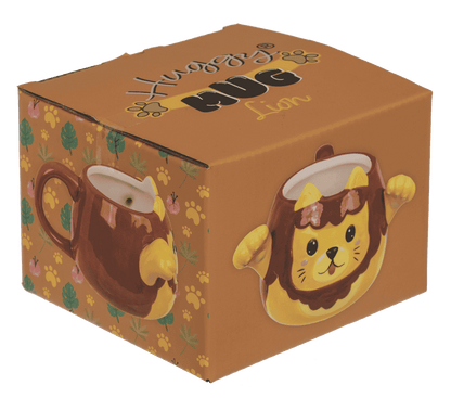 Mug, Huggy Mug, Lion, dolomite, 15 x 10 cm,