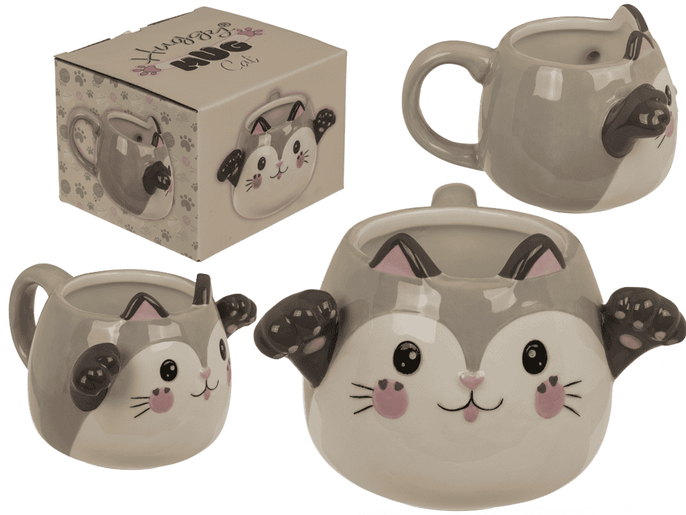 Mug, Huggy Mug, Cat, dolomite, 15 x 10 cm,