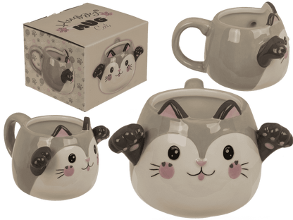 Mug, Huggy Mug, Cat, dolomite, 15 x 10 cm,
