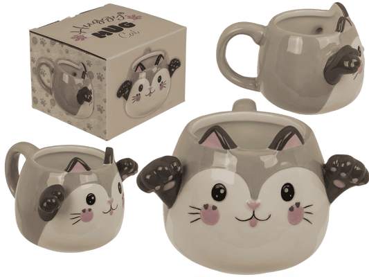 Mug, Huggy Mug, Cat, dolomite, 15 x 10 cm,