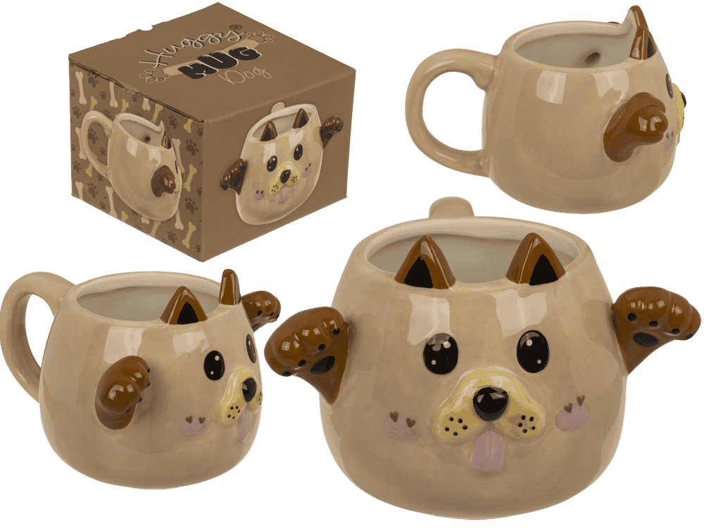 Mug, Huggy Mug, Dog, dolomite, 15 x 10 cm,