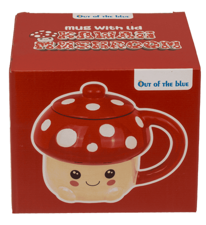 Mug, Kawaii Mushroom, with lid, 13 x 11,5 cm,