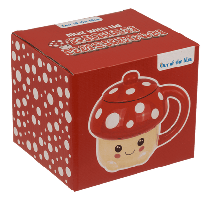 Mug, Kawaii Mushroom, with lid, 13 x 11,5 cm,