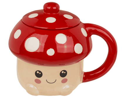 Mug, Kawaii Mushroom, with lid, 13 x 11,5 cm,