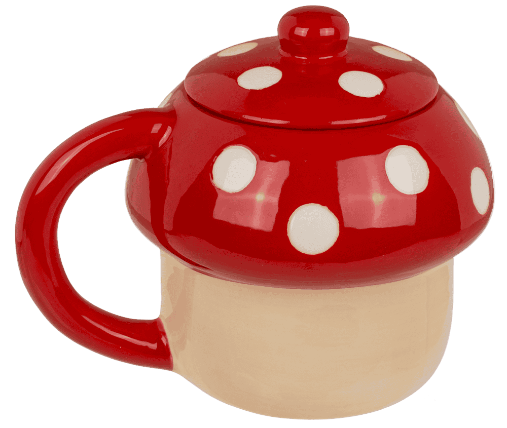 Mug, Kawaii Mushroom, with lid, 13 x 11,5 cm,