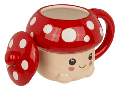 Mug, Kawaii Mushroom, with lid, 13 x 11,5 cm,