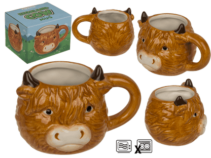 Highland Cow mug, dolomite, 14 x 10 x 9 cm,