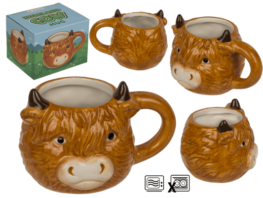 Highland Cow mug, dolomite, 14 x 10 x 9 cm,