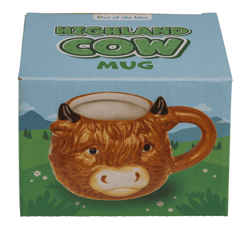 Highland Cow mug, dolomite, 14 x 10 x 9 cm,