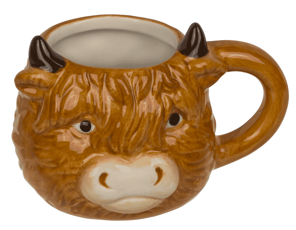 Highland Cow mug, dolomite, 14 x 10 x 9 cm,