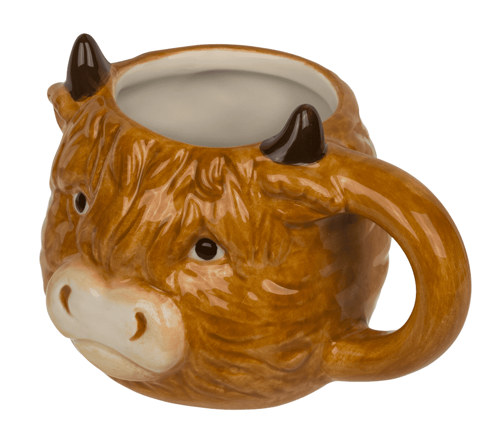 Highland Cow mug, dolomite, 14 x 10 x 9 cm,