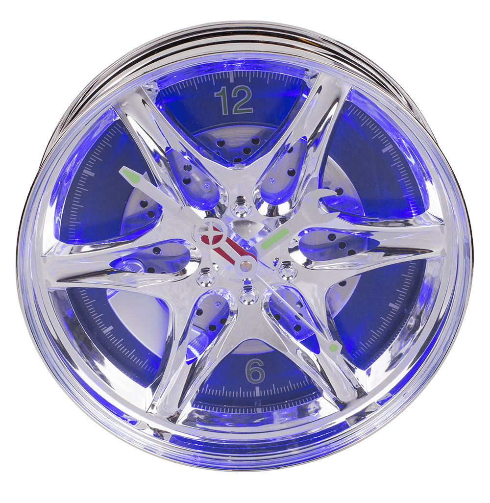 Rim clock with blue LED,