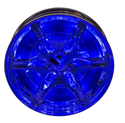Rim clock with blue LED,