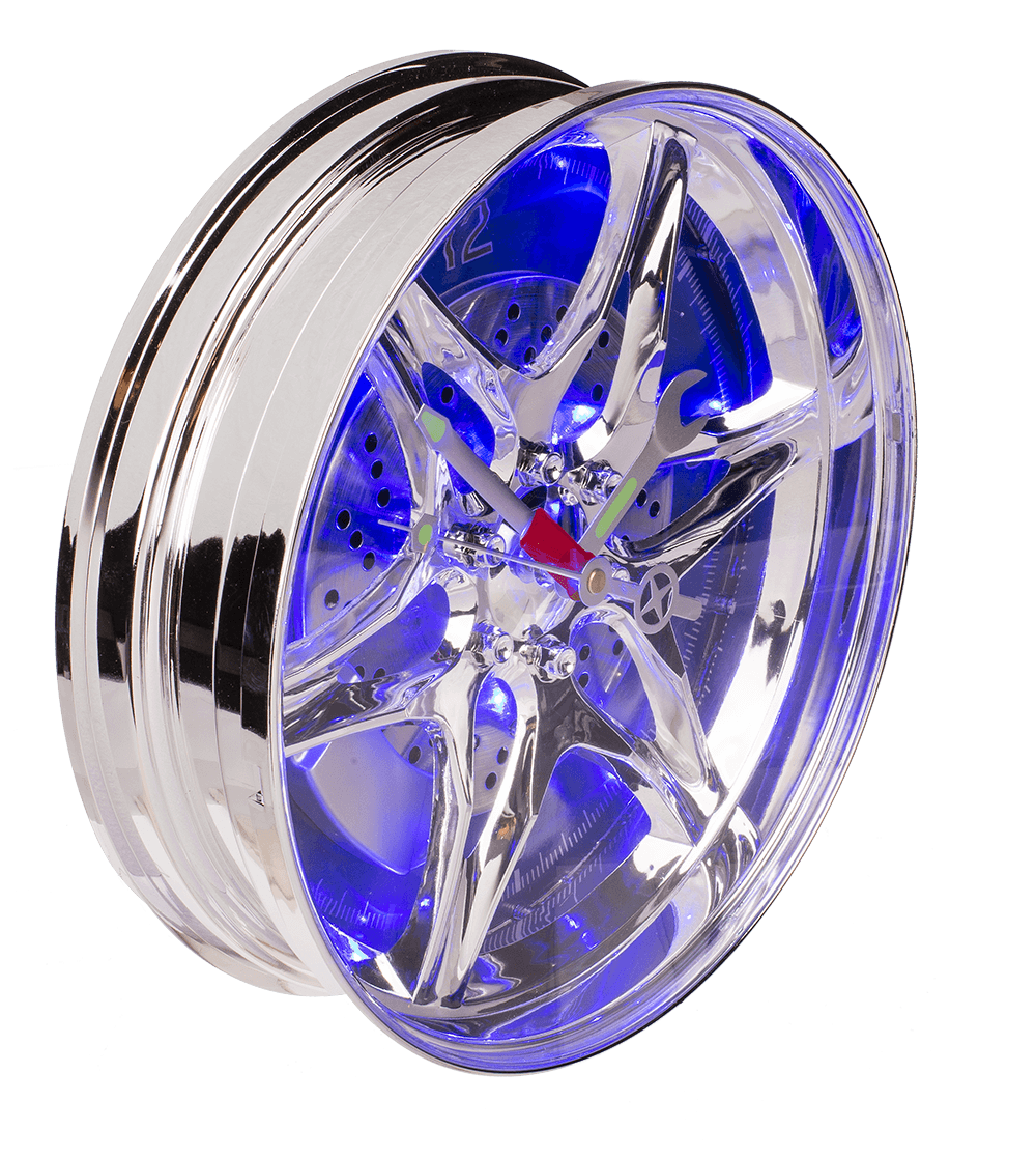 Rim clock with blue LED,